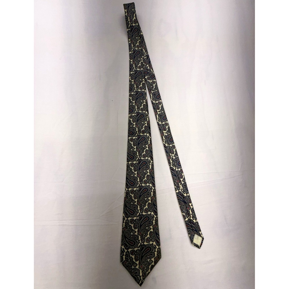 Pierre Cardin Men's Blue Gray Red Ivory Paisley Logo Tie One Size